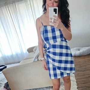 Blue and white plaid dress